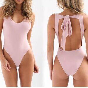 Baby Pink Tie Back Playsuit Bodysuit